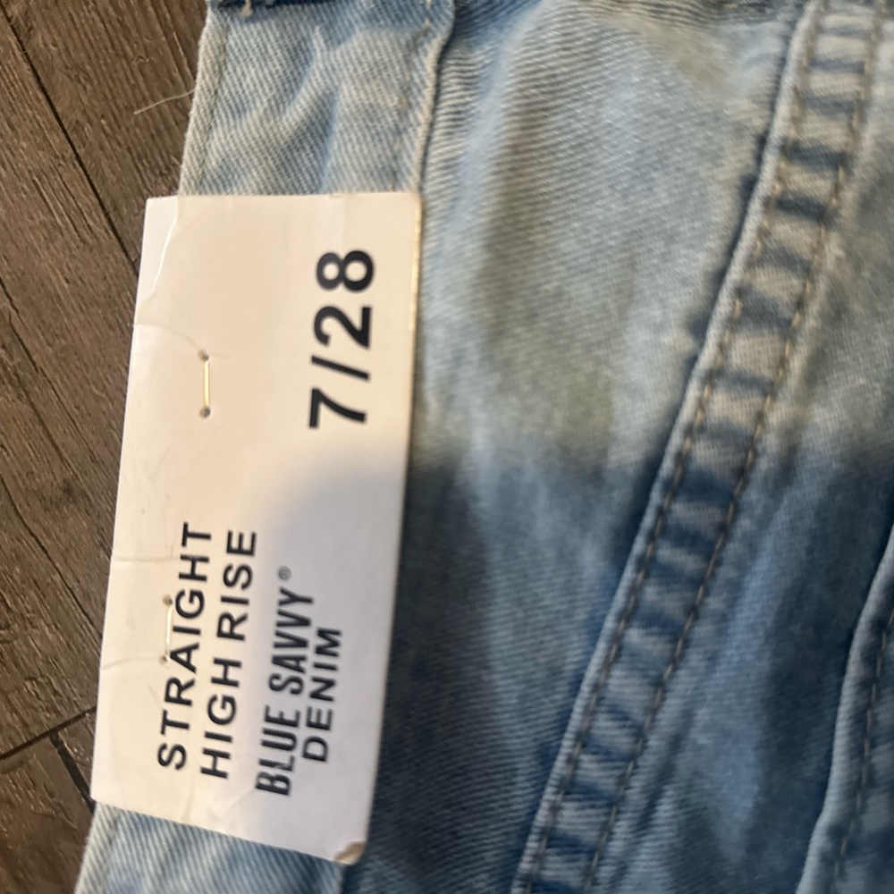 High Rise Light Blue Distressed Jeans - Picture 4 of 6